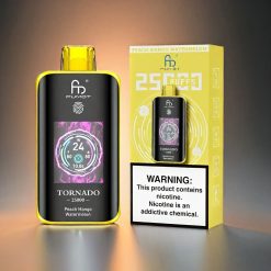 Fumot Tornado 25000 Puffs Norge Engros – HD Skjerm, 700mAh Batteri, 20ml Fylt E-væske, 25000 Puffs, Type-C Lading – Fersken Mango Vannmelon