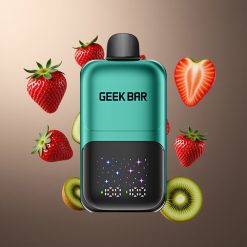 GEEKBAR 2GO Norge Engros 20mL 50000 Puffs Vape til Engangsbruk Pen med Jordbær & Kiwi, Interaktiv Stor Skjerm, 3-Trinns Justerbar Smak/Kjøling, 5% Nikotinsalt, Omladbar Batteri