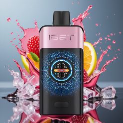 IGET ONE 12000 Puffs Norge Engros Engangs Vape Bjørnebær Is med 2700 mAh Batteri og Stor Bøyd Fargeskjerm