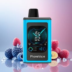 JNR PhoneVape 30000 puffs Norge engros Vape til engangsbruk Blå Bringebær Is med 850mAh Type-C Oppladbar Batteri, Turbo Mode, Justerbar Luftstrøm, App Kontrollert