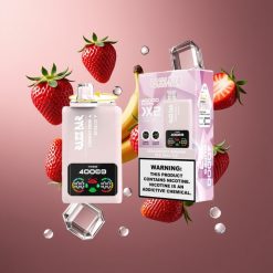 Norge Engros Razz Bar 40000 Puffs Vape til Engangsbruk med Power Skjerm, 1.0Ω 2 Mesh Coil & 650 Mah Batteri – Jordbær & Banan & Red Bull Is