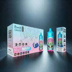 RandM Tornado 9000 Puffs Norge Engros – 850 mAh Batteri, 18 mL E-væske, Mesh Coil, RGB Display, Svart Drake Is