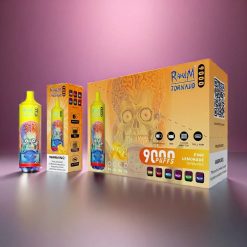 RandM Tornado 9000 Puffs Norge Engros – 850 mAh Oppladbar, 18 mL Væske, Mesh Coil, Rosa Sitron