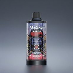 Vapsolo Super 15000 Puffs Norge Engros Vape Svart Is Druefrukt Jordbær – 40ml E-Liquid, 850mAh, Type-C